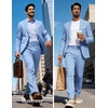 image:imagePJ PAUL JONES Mens Suit 2 Piece Classic Fit Suits Two Button Casual Blazer Suit Sets Business Dress Suit Party WeddingSky Blue