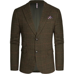 image:imagePJ PAUL JONES Men Tweed Blazer Wool Herringbone Sport Coat Jacket Vintage Blazers Suit JacketsArmy Green B Herringbone