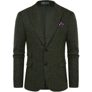 image:imagePJ PAUL JONES Men Tweed Blazer Wool Herringbone Sport Coat Jacket Vintage Blazers Suit JacketsArmy Green Herringbone