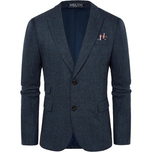 image:imagePJ PAUL JONES Men Tweed Blazer Wool Herringbone Sport Coat Jacket Vintage Blazers Suit JacketsDark Blue Herringbone