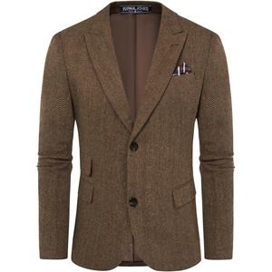image:imagePJ PAUL JONES Men Tweed Blazer Wool Herringbone Sport Coat Jacket Vintage Blazers Suit JacketsRed Coffee Herringbone