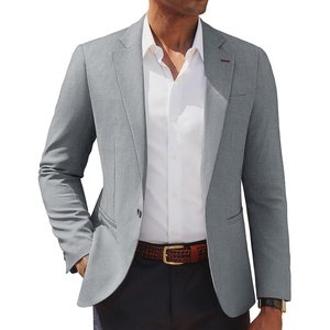 image:imagePJ PAUL JONES Mens Casual Blazer One Button Lightweight Sport Coats Solid Notched Lapel Suit JacketsSilver Grey