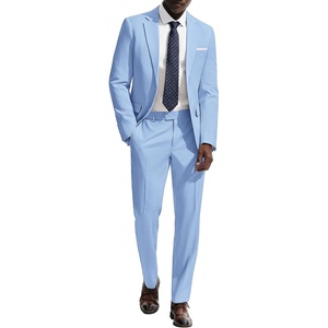 image:imagePJ PAUL JONES Mens Suit 2 Piece Classic Fit Suits Two Button Casual Blazer Suit Sets Business Dress Suit Party WeddingSky Blue