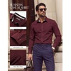 image:imagePJ PAUL JONES Mens Dress Shirts Long Sleeve Button Down Shirt Stretch Wrinkle Free Untucked Shirts for Men Business CasualDark Red