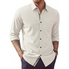 image:imagePJ PAUL JONES Mens Linen Shirt Long Sleeve Button Down Shirt Cotton Untucked Dress Shirts for Men Business CasualApricot