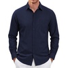 image:imagePJ PAUL JONES Mens Long Sleeve Button Down Shirt Wrinkle Free Casual Untucked Dress Shirt Regular FitNavy