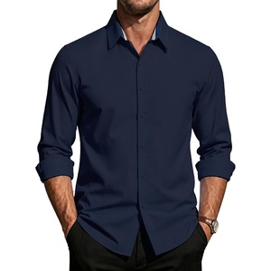 image:imagePJ PAUL JONES Mens Dress Shirts Long Sleeve Button Down Shirt Stretch Wrinkle Free Untucked Shirts for Men Business CasualNavy Blue