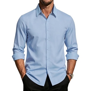 image:imagePJ PAUL JONES Mens Dress Shirts Long Sleeve Button Down Shirt Stretch Wrinkle Free Untucked Shirts for Men Business CasualSky Blue
