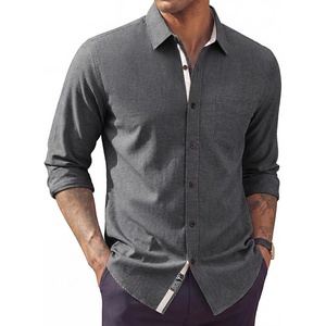 image:imagePJ PAUL JONES Mens Linen Shirt Long Sleeve Button Down Shirt Cotton Untucked Dress Shirts for Men Business CasualDark Grey