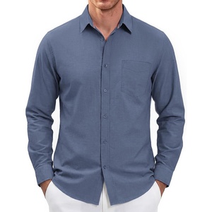 image:imagePJ PAUL JONES Mens Long Sleeve Button Down Shirt Wrinkle Free Casual Untucked Dress Shirt Regular FitDark Denim Blue
