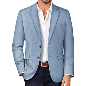 image:imagePJ PAUL JONES Blazer for Men Wool Blend Lightweight Herringbone Sport Coat Slim Fit Business Suit JacketsSky Blue