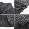 image:imagePJ PAUL JONES Mens Cable Knit Cardigan Button Down Dress Sweaters  Shawl VNeck Collar Business Casual Style Cozy Warm Knit Soft Stretch Material Fall Winter Layering Classic Vintage LookDark Grey