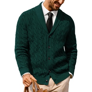 image:imagePJ PAUL JONES Mens Cable Knit Cardigan Button Down Dress Sweaters  Shawl VNeck Collar Business Casual Style Cozy Warm Knit Soft Stretch Material Fall Winter Layering Classic Vintage LookDark Green