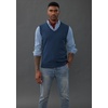 image:imagePJ PAUL JONES Mens Sweater Vest Wool Knit Pullover Vests Casual  Contrast Vneck Collar Ribbed Hem Regular Fit Sleeveless Lightweight Solid Color Soft Cozy Basic Versatile DurableDenim Blue