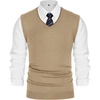 image:imagePJ PAUL JONES Mens Sweater Vest Wool Knit Pullover Vests Casual  Contrast Vneck Collar Ribbed Hem Regular Fit Sleeveless Lightweight Solid Color Soft Cozy Basic Versatile DurableLight Tan