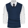 image:imagePJ PAUL JONES Mens Sweater Vest Wool Knit Pullover Vests Casual  Contrast Vneck Collar Ribbed Hem Regular Fit Sleeveless Lightweight Solid Color Soft Cozy Basic Versatile DurableDenim Blue