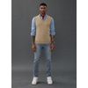 image:imagePJ PAUL JONES Mens Sweater Vest Wool Knit Pullover Vests Casual  Contrast Vneck Collar Ribbed Hem Regular Fit Sleeveless Lightweight Solid Color Soft Cozy Basic Versatile DurableLight Tan