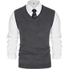 image:imagePJ PAUL JONES Mens Sweater Vest Wool Knit Pullover Vests Casual  Contrast Vneck Collar Ribbed Hem Regular Fit Sleeveless Lightweight Solid Color Soft Cozy Basic Versatile DurableDark Gray