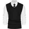image:imagePJ PAUL JONES Mens Sweater Vest Wool Knit Pullover Vests Casual  Contrast Vneck Collar Ribbed Hem Regular Fit Sleeveless Lightweight Solid Color Soft Cozy Basic Versatile DurableBlack