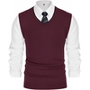 image:imagePJ PAUL JONES Mens Sweater Vest Wool Knit Pullover Vests Casual  Contrast Vneck Collar Ribbed Hem Regular Fit Sleeveless Lightweight Solid Color Soft Cozy Basic Versatile DurableBurgundy