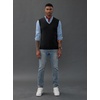 image:imagePJ PAUL JONES Mens Sweater Vest Wool Knit Pullover Vests Casual  Contrast Vneck Collar Ribbed Hem Regular Fit Sleeveless Lightweight Solid Color Soft Cozy Basic Versatile DurableBlack