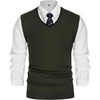 image:imagePJ PAUL JONES Mens Sweater Vest Wool Knit Pullover Vests Casual  Contrast Vneck Collar Ribbed Hem Regular Fit Sleeveless Lightweight Solid Color Soft Cozy Basic Versatile DurableArmy Green