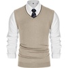 image:imagePJ PAUL JONES Mens Sweater Vest Wool Knit Pullover Vests Casual  Contrast Vneck Collar Ribbed Hem Regular Fit Sleeveless Lightweight Solid Color Soft Cozy Basic Versatile DurableApricot