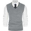 image:imagePJ PAUL JONES Mens Sweater Vest Wool Knit Pullover Vests Casual  Contrast Vneck Collar Ribbed Hem Regular Fit Sleeveless Lightweight Solid Color Soft Cozy Basic Versatile DurableLight Gray
