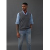 image:imagePJ PAUL JONES Mens Sweater Vest Wool Knit Pullover Vests Casual  Contrast Vneck Collar Ribbed Hem Regular Fit Sleeveless Lightweight Solid Color Soft Cozy Basic Versatile DurableDark Gray