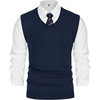 image:imagePJ PAUL JONES Mens Sweater Vest Wool Knit Pullover Vests Casual  Contrast Vneck Collar Ribbed Hem Regular Fit Sleeveless Lightweight Solid Color Soft Cozy Basic Versatile DurableNavy Blue