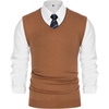 image:imagePJ PAUL JONES Mens Sweater Vest Wool Knit Pullover Vests Casual  Contrast Vneck Collar Ribbed Hem Regular Fit Sleeveless Lightweight Solid Color Soft Cozy Basic Versatile DurableBrown