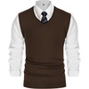 image:imagePJ PAUL JONES Mens Sweater Vest Wool Knit Pullover Vests Casual  Contrast Vneck Collar Ribbed Hem Regular Fit Sleeveless Lightweight Solid Color Soft Cozy Basic Versatile DurableCoffee