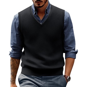 image:imagePJ PAUL JONES Mens Sweater Vest Wool Knit Pullover Vests Casual  Contrast Vneck Collar Ribbed Hem Regular Fit Sleeveless Lightweight Solid Color Soft Cozy Basic Versatile DurableBlack