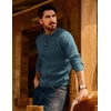 image:imagePJ Jones Mens Sweaters Casual Waffle Pullover Sweater Button Crewneck Textured Knit Henley SweatersAqua Green