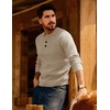 image:imagePJ Jones Mens Sweaters Casual Waffle Pullover Sweater Button Crewneck Textured Knit Henley SweatersBeige