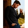 image:imagePJ Jones Mens Sweaters Casual Waffle Pullover Sweater Button Crewneck Textured Knit Henley SweatersBlack