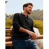 image:imagePJ Jones Mens Sweaters Casual Waffle Pullover Sweater Button Crewneck Textured Knit Henley SweatersBlack