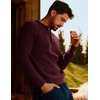 image:imagePJ Jones Mens Sweaters Casual Waffle Pullover Sweater Button Crewneck Textured Knit Henley SweatersBurgundy