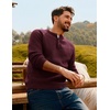 image:imagePJ Jones Mens Sweaters Casual Waffle Pullover Sweater Button Crewneck Textured Knit Henley SweatersBurgundy