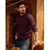 image:imagePJ Jones Mens Sweaters Casual Waffle Pullover Sweater Button Crewneck Textured Knit Henley SweatersBurgundy