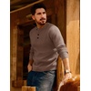 image:imagePJ Jones Mens Sweaters Casual Waffle Pullover Sweater Button Crewneck Textured Knit Henley SweatersCamel