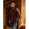 image:imagePJ Jones Mens Sweaters Casual Waffle Pullover Sweater Button Crewneck Textured Knit Henley SweatersCoffee