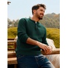 image:imagePJ Jones Mens Sweaters Casual Waffle Pullover Sweater Button Crewneck Textured Knit Henley SweatersDark Green
