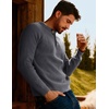 image:imagePJ Jones Mens Sweaters Casual Waffle Pullover Sweater Button Crewneck Textured Knit Henley SweatersDark Grey