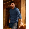 image:imagePJ Jones Mens Sweaters Casual Waffle Pullover Sweater Button Crewneck Textured Knit Henley SweatersDenim Blue