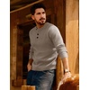 image:imagePJ Jones Mens Sweaters Casual Waffle Pullover Sweater Button Crewneck Textured Knit Henley SweatersKhaki