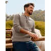 image:imagePJ Jones Mens Sweaters Casual Waffle Pullover Sweater Button Crewneck Textured Knit Henley SweatersKhaki