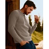 image:imagePJ Jones Mens Sweaters Casual Waffle Pullover Sweater Button Crewneck Textured Knit Henley SweatersKhaki