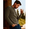 image:imagePJ Jones Mens Sweaters Casual Waffle Pullover Sweater Button Crewneck Textured Knit Henley SweatersKhaki Green