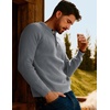 image:imagePJ Jones Mens Sweaters Casual Waffle Pullover Sweater Button Crewneck Textured Knit Henley SweatersLight Grey